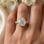 The Aurelia Bloom Floral Round Diamond Hidden Halo Ring