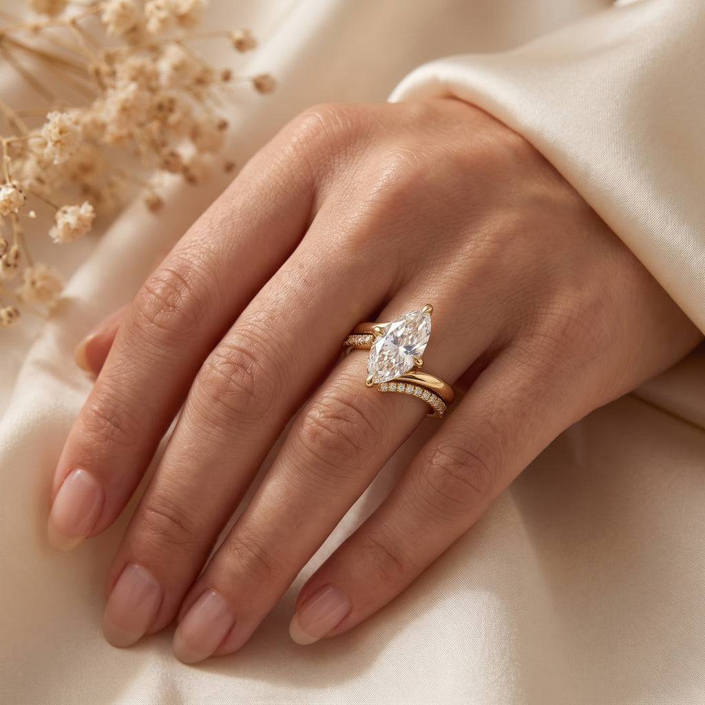 Celestial Marquise Diamond Twisted Side Stone Ring