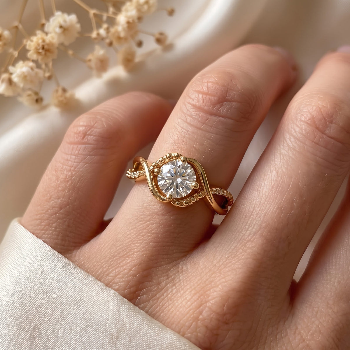 Eternal Elegance Round Diamond Infinity Side Stone Ring