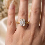 Celestia Royale Emerald-Cut Diamond Hidden Halo Ring
