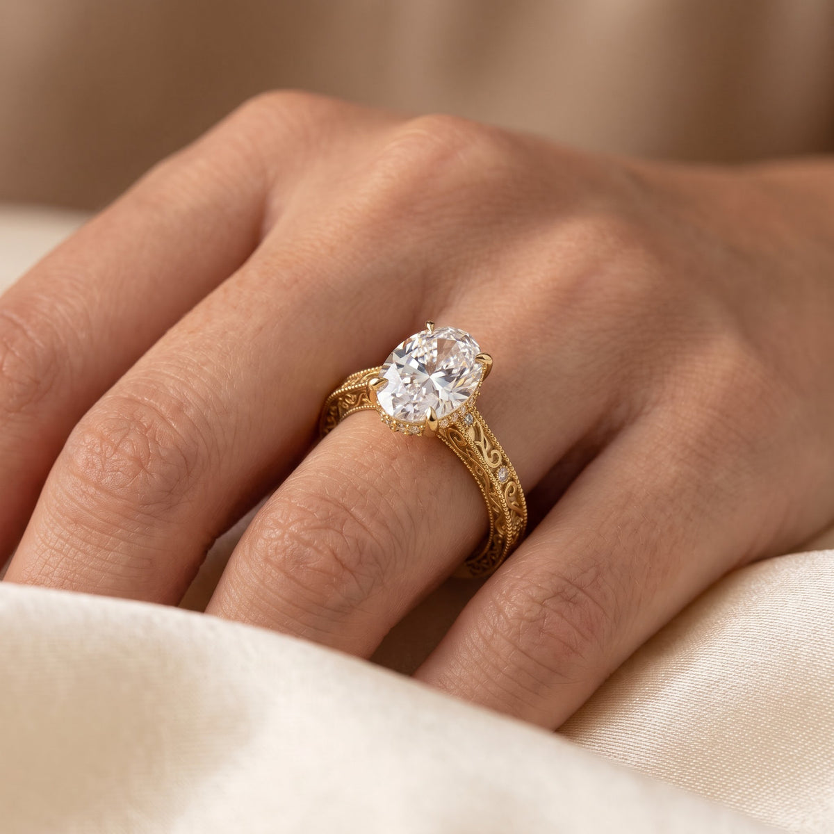 The Imperial Grace Oval-Cut Diamond Vintage Ring