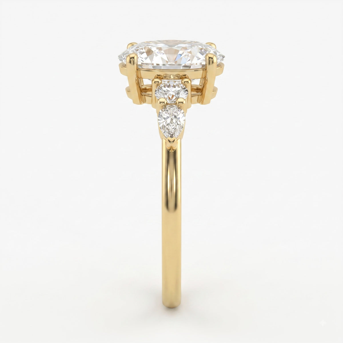 Modern Luxury Celestia Oval Diamond Side Stone Engagement Ring