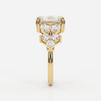 Aurelia Bloom Floral Radiant-Cut Diamond Side Stone Ring