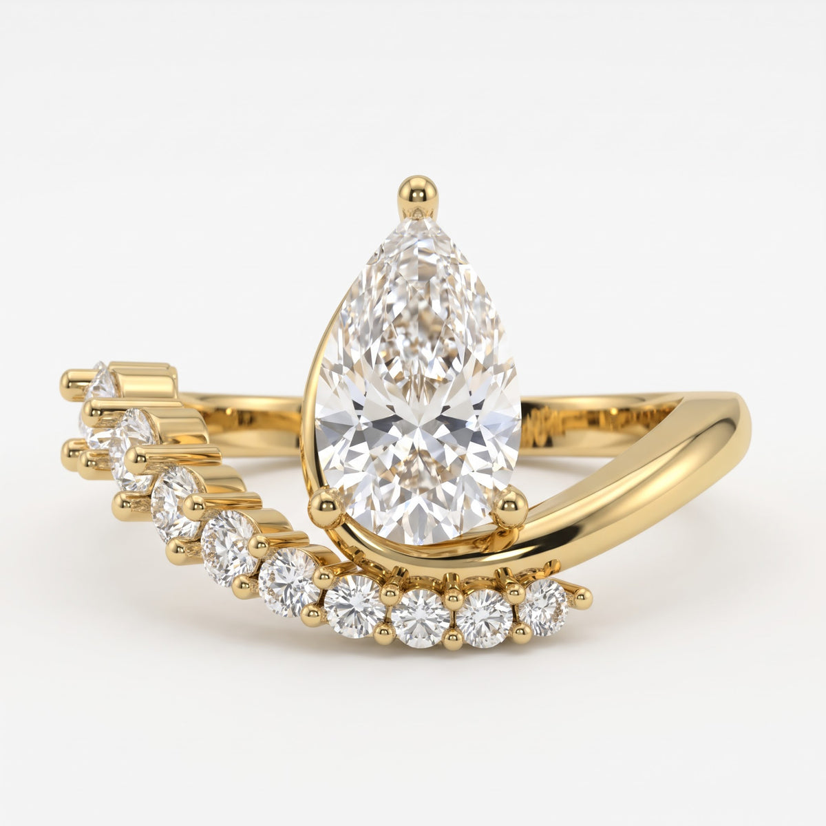 Celestine Aurielle Radiance Pear Diamond Side Stone Ring