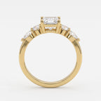 Modern Luxury Aurelia Asscher Five-Stone Diamond Side Stone Ring