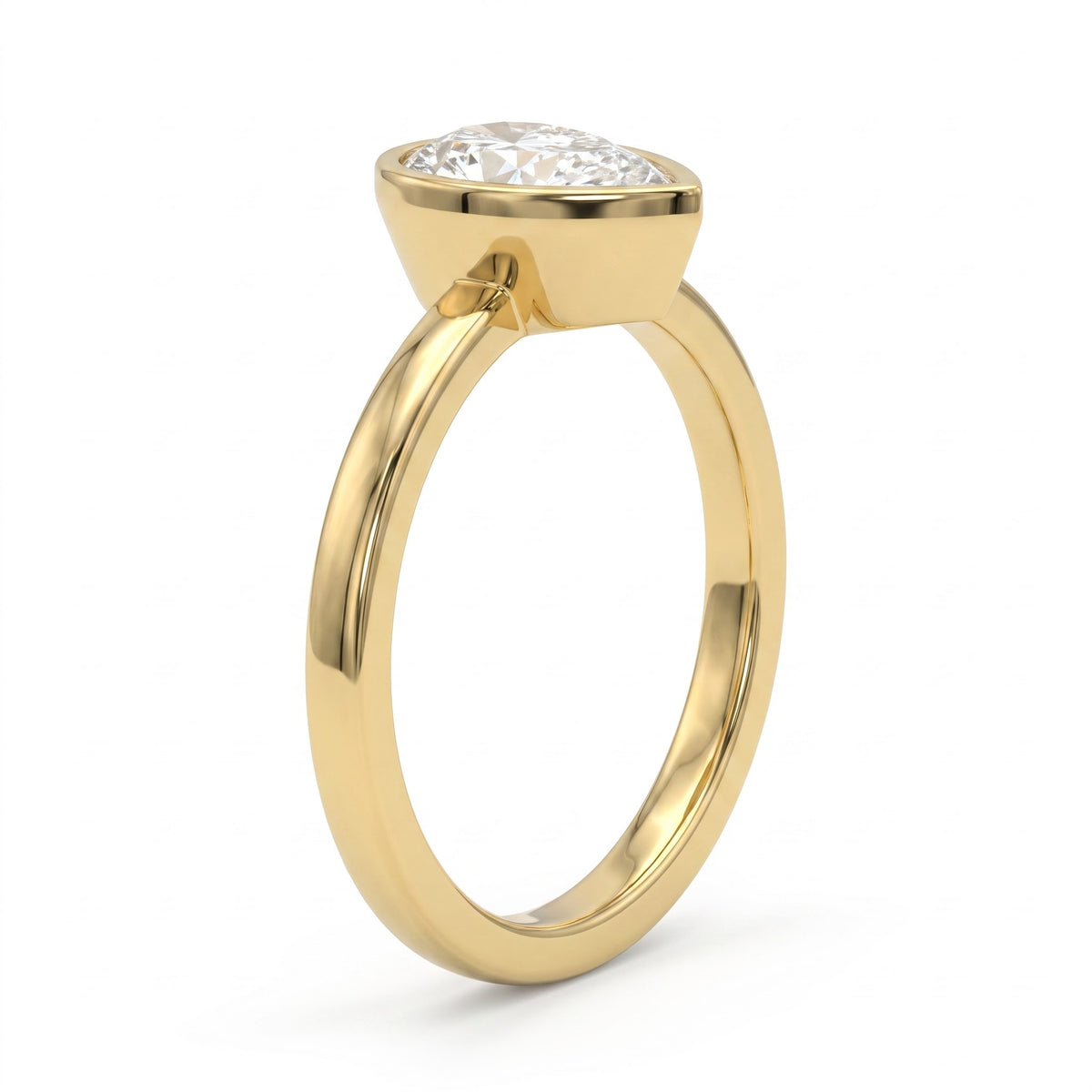 Vela Pear Diamond Bezel Setting Solitaire Ring