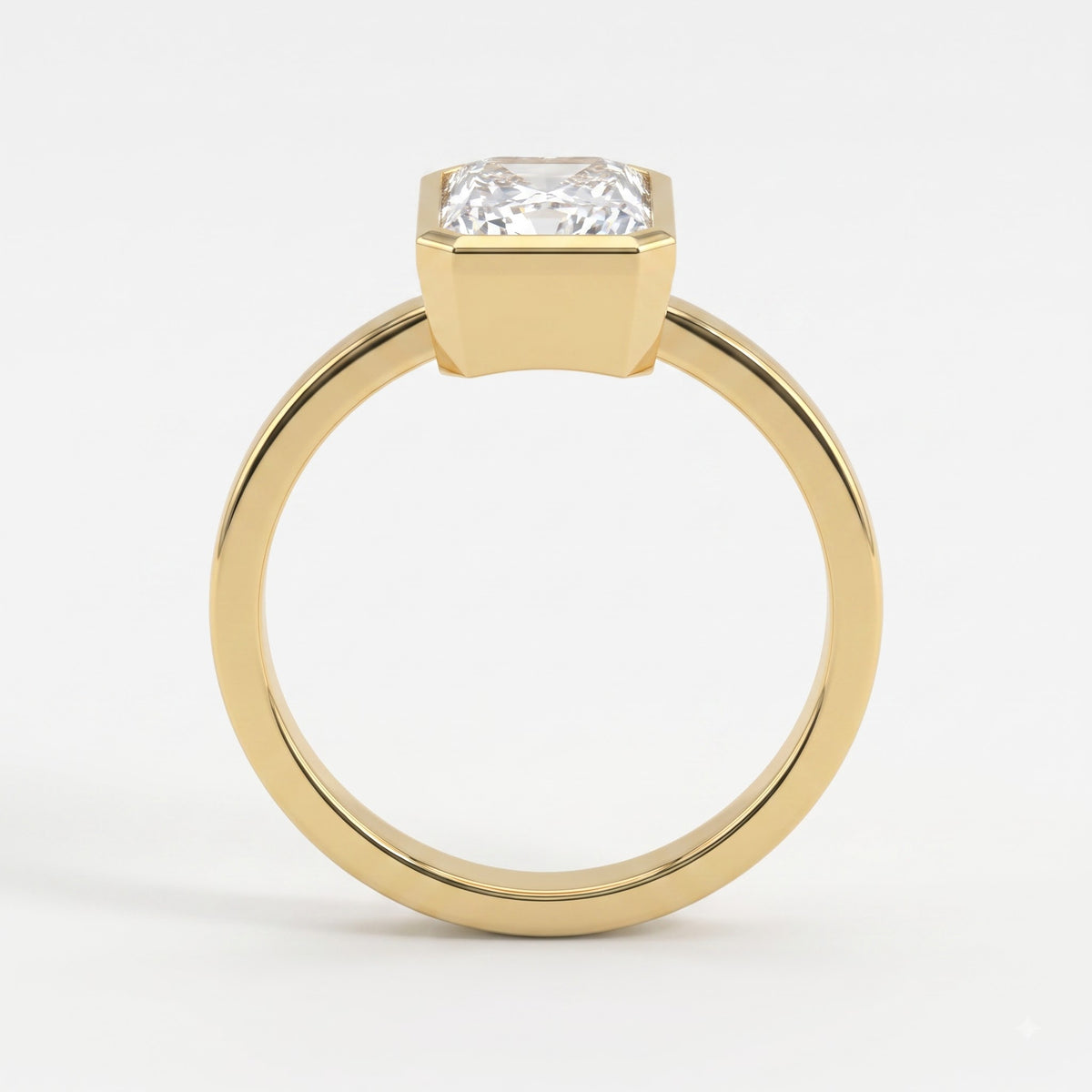 Elysian Radiant Diamond Bezal Setting Solitaire Ring