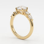 Celestial Elegance Round Diamond Side Stone Engagement Ring