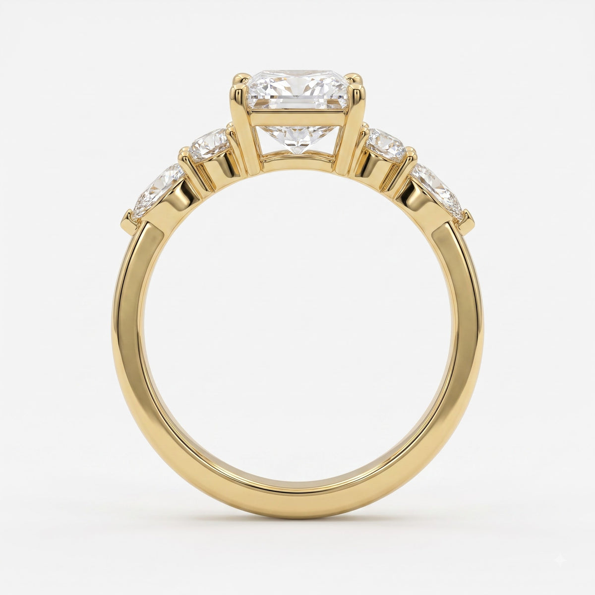 The Valora Princess Cut Diamond Side Stone Engagement Ring