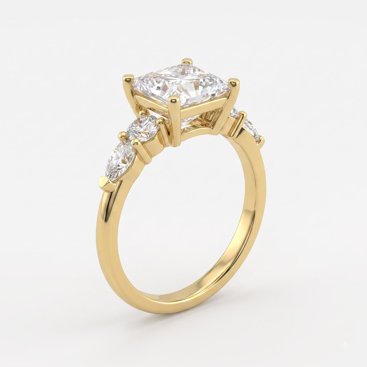The Valora Princess Cut Diamond Side Stone Engagement Ring