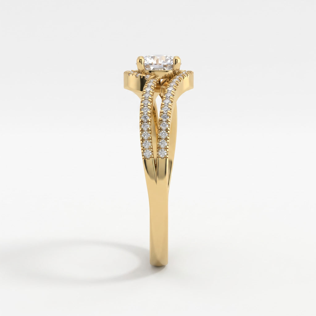 The Celestial Embrace Round Diamond Side Stone Ring