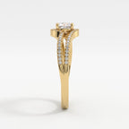 The Celestial Embrace Round Diamond Side Stone Ring