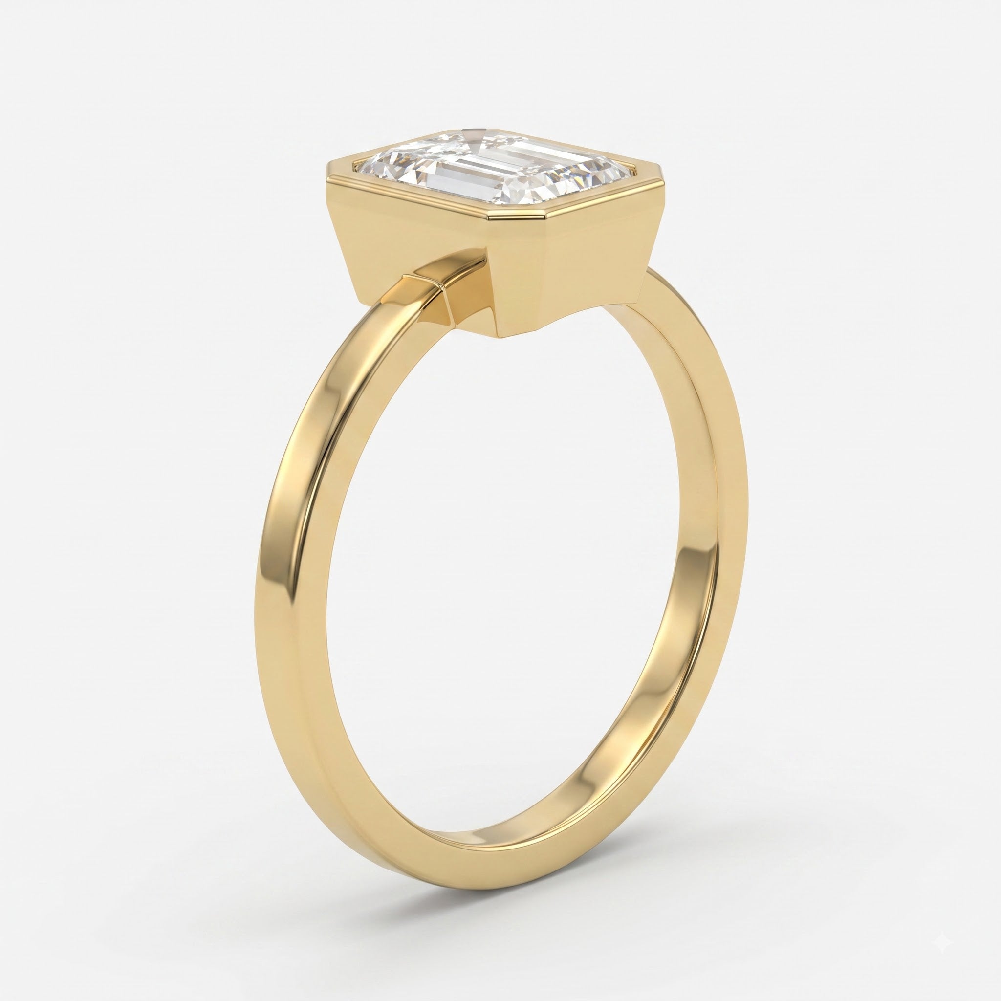 Elysian Radiant Diamond Bezal Setting Solitaire Ring
