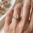 Princess Cut Crossover Pavé Side Stone Engagement Ring