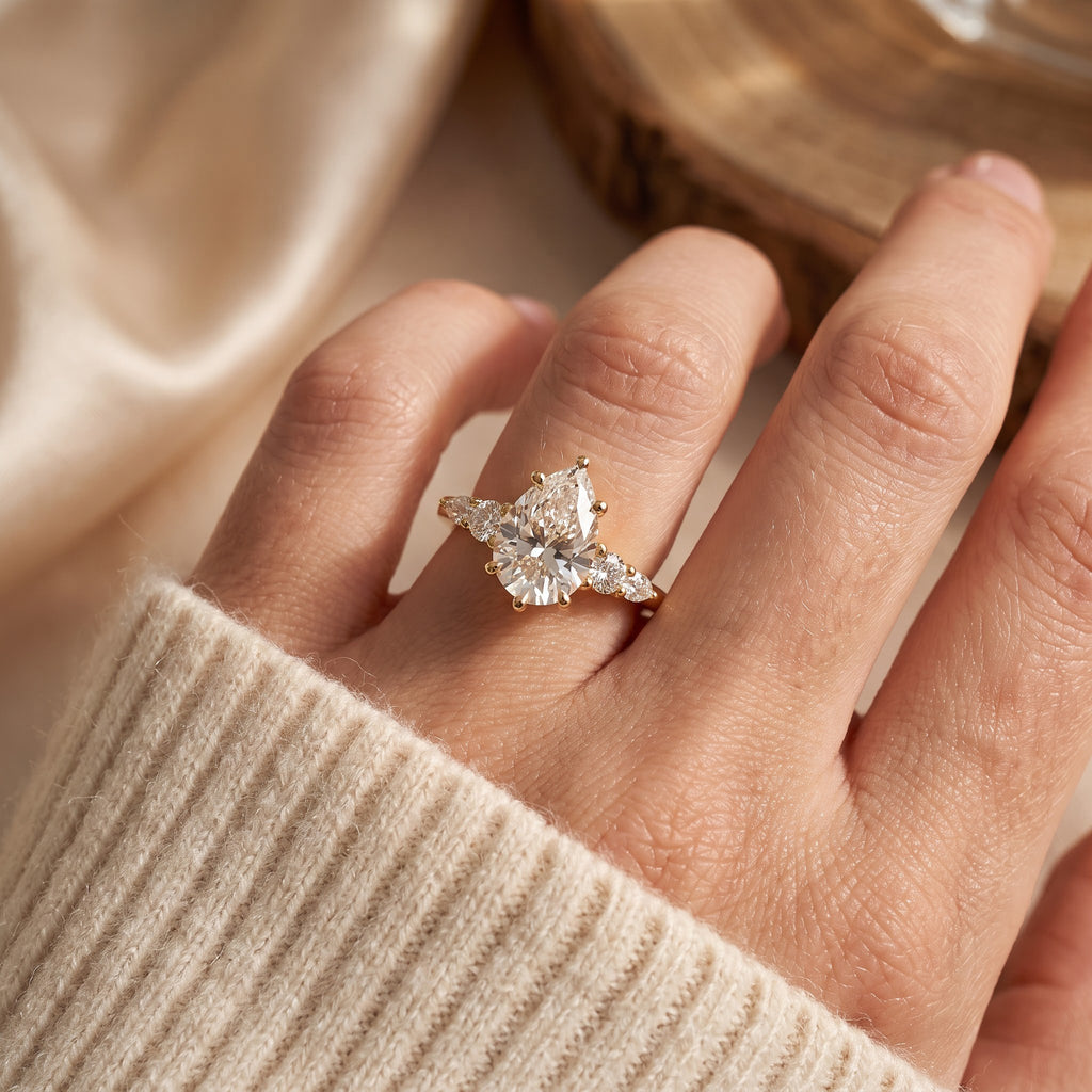 The Élan Pear Diamond Statement Five Stone Engagement Ring