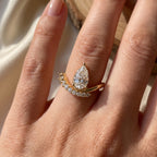 Celestine Aurielle Radiance Pear Diamond Side Stone Ring