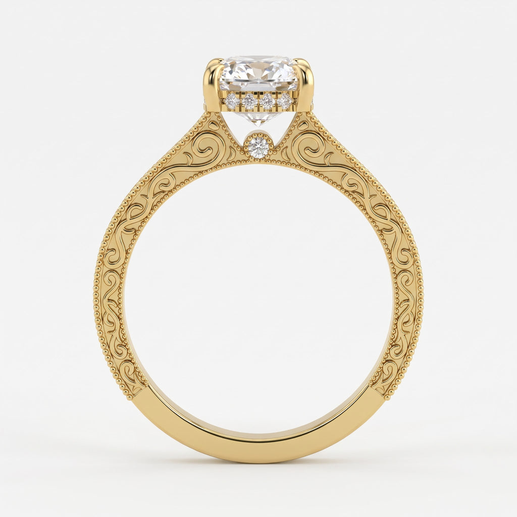 The Royal Radiance Cushion-Cut Diamond Vintage Ring