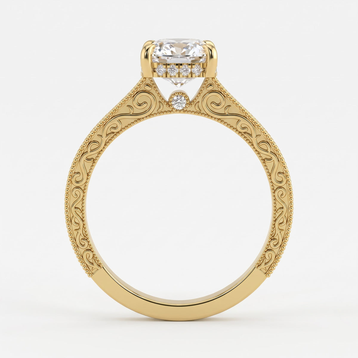 The Royal Radiance Cushion-Cut Diamond Vintage Ring
