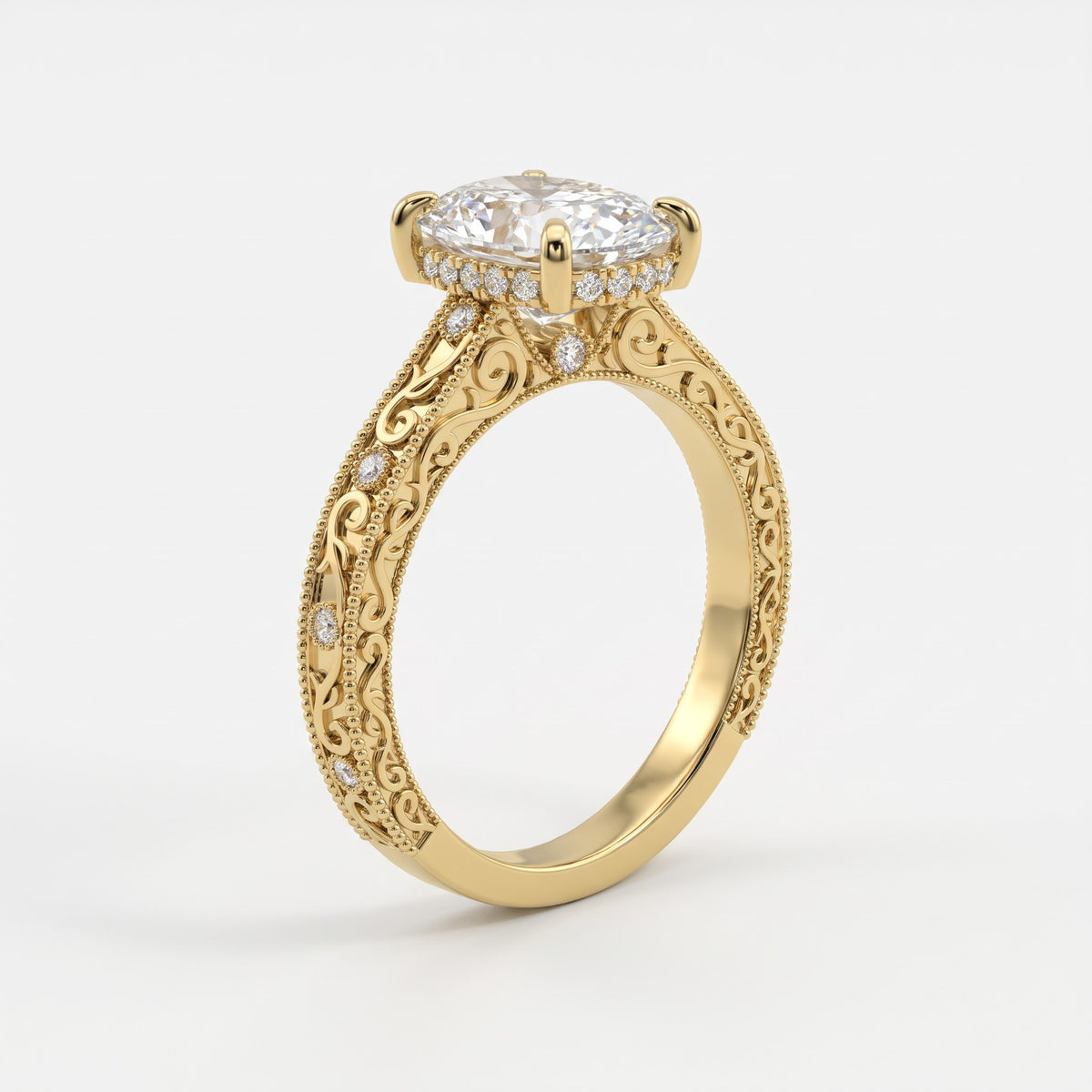 The Royal Radiance Cushion-Cut Diamond Vintage Ring