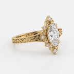 Luxurious Regal Filigree Marquise Diamond Vintage Ring