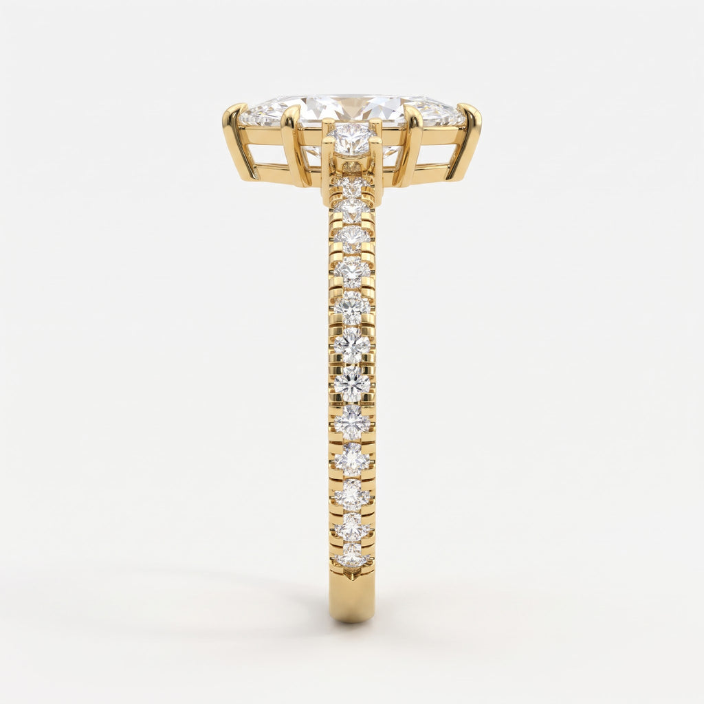 Luxury Celestia Marquise Diamond Side Stone Ring