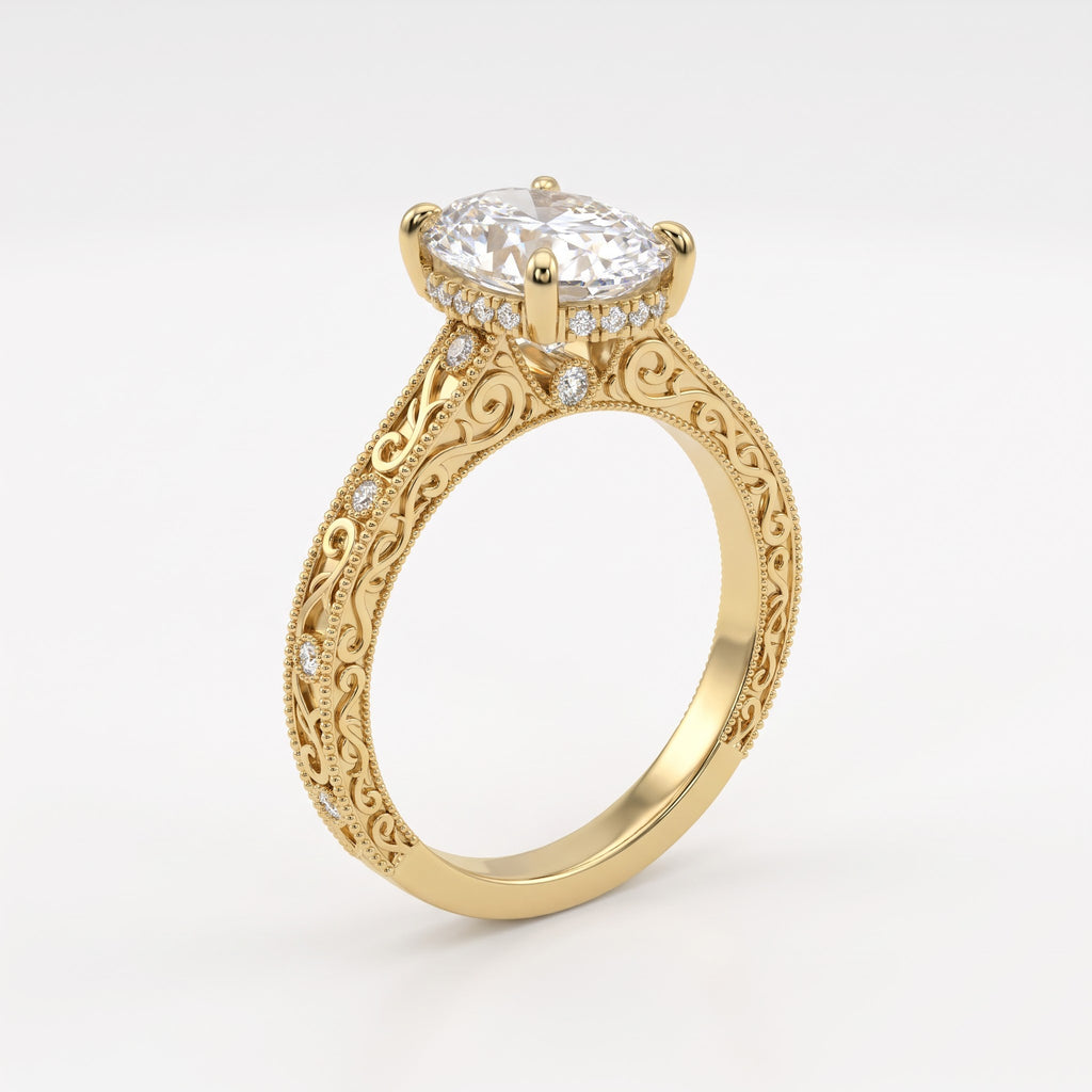 The Imperial Grace Oval-Cut Diamond Vintage Ring