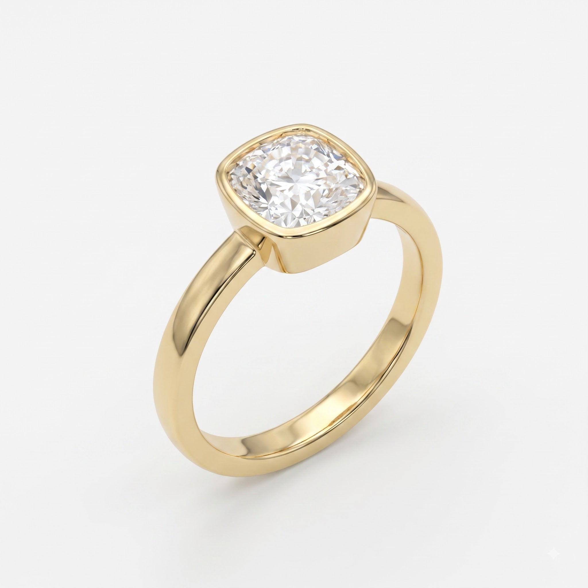 Aurelia Cushion Diamond Bezel Setting Solitaire Ring