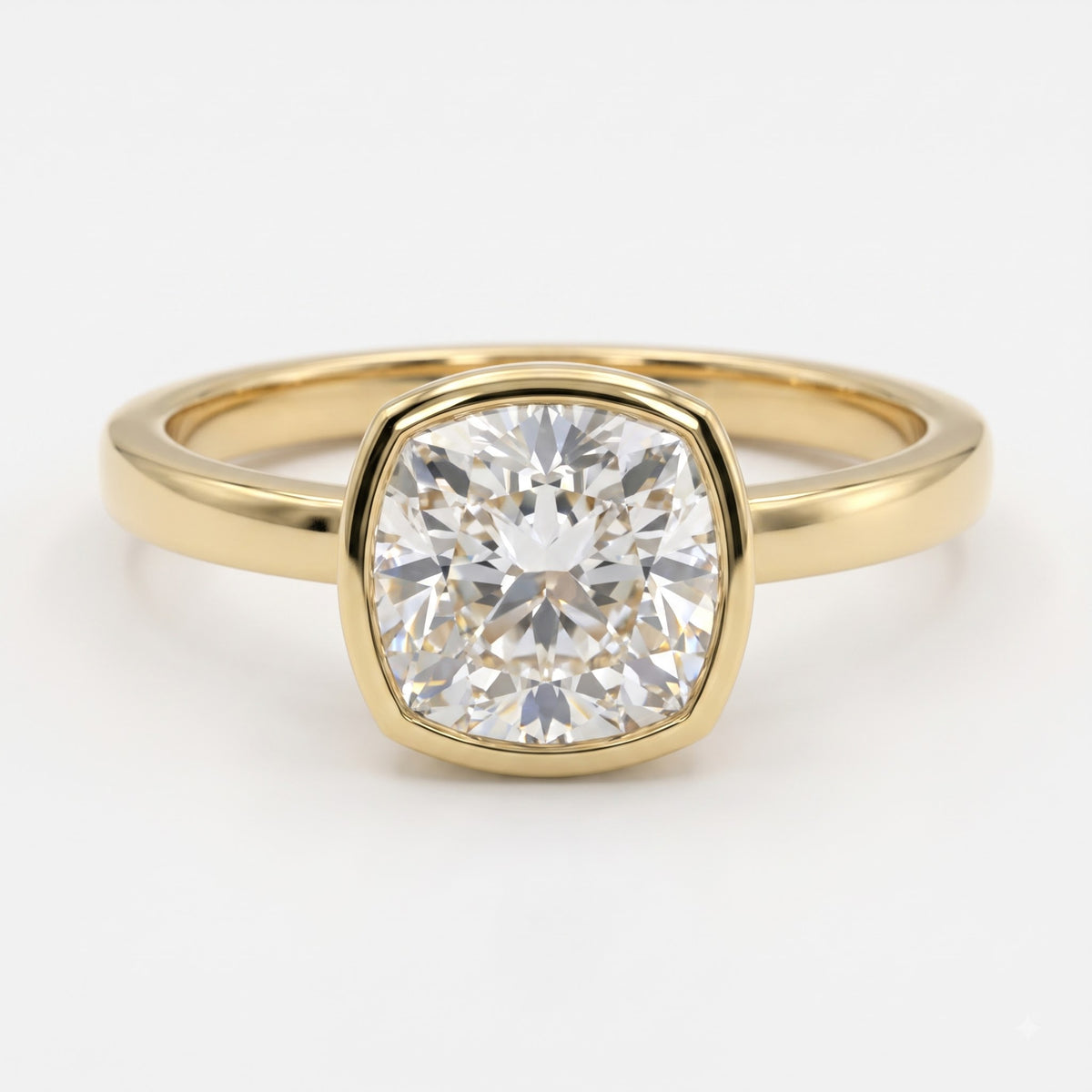 Aurelia Cushion Diamond Bezel Setting Solitaire Ring