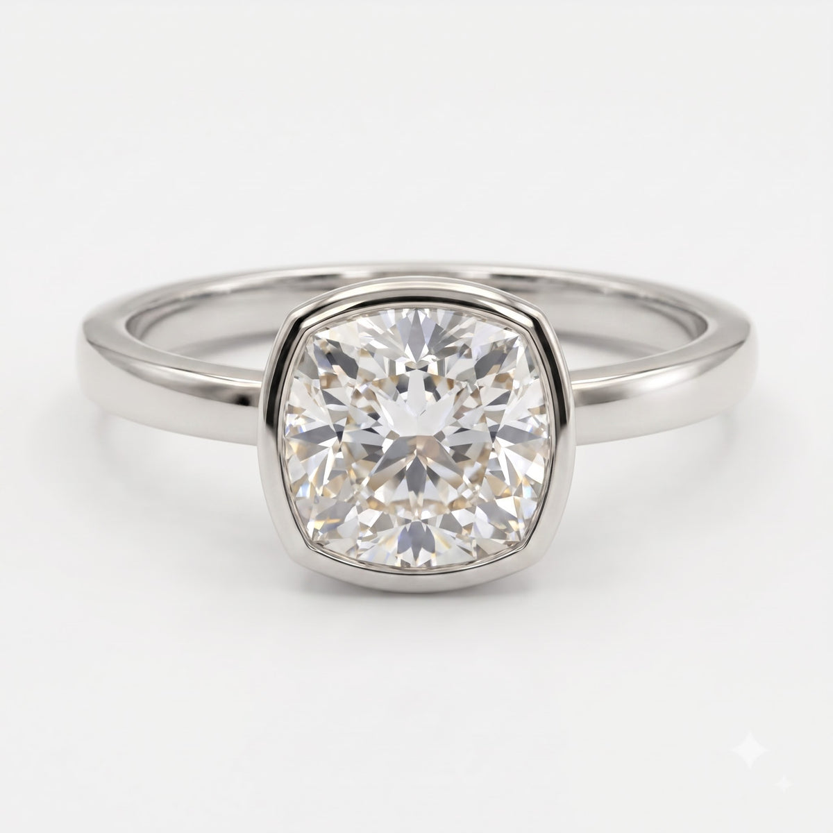 Aurelia Cushion Diamond Bezel Setting Solitaire Ring