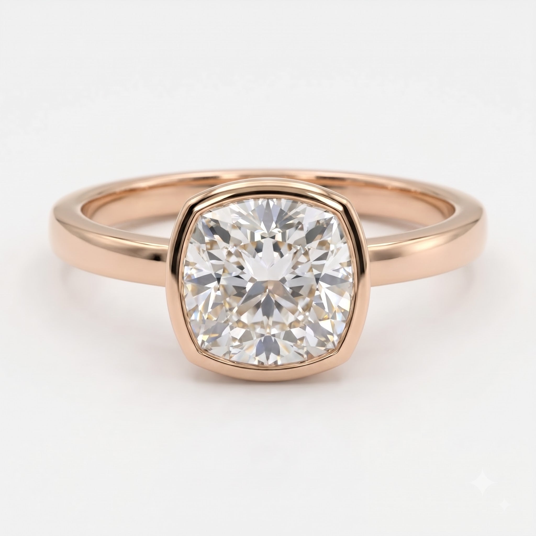 Aurelia Cushion Diamond Bezel Setting Solitaire Ring