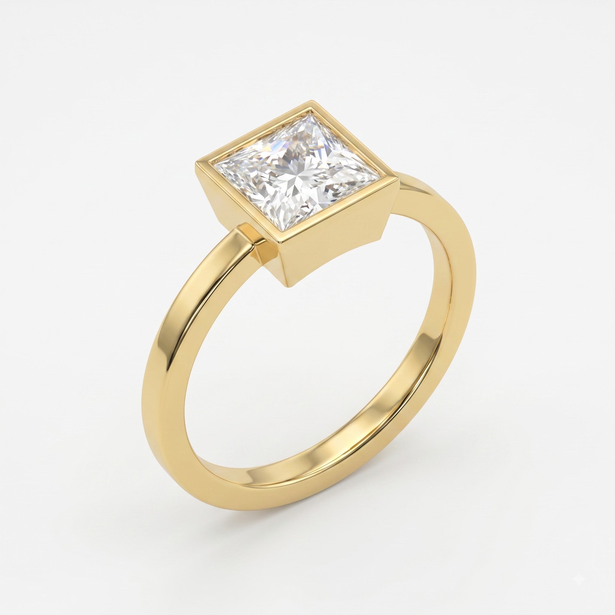 Élan Luxe Princess Diamond Bezel Setting Solitaire Ring