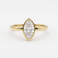 Modern Minimalist Marquise Diamond Bezel Setting Solitaire Ring