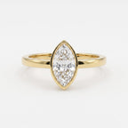 Modern Minimalist Marquise Diamond Bezel Setting Solitaire Ring