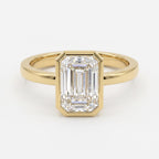 Modern Statement Emerald Diamond Bezel Setting Ring