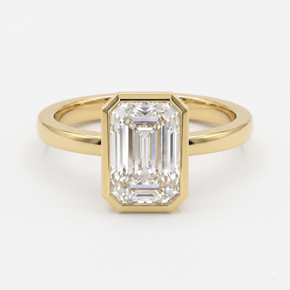 Modern Statement Emerald Diamond Bezel Setting Ring