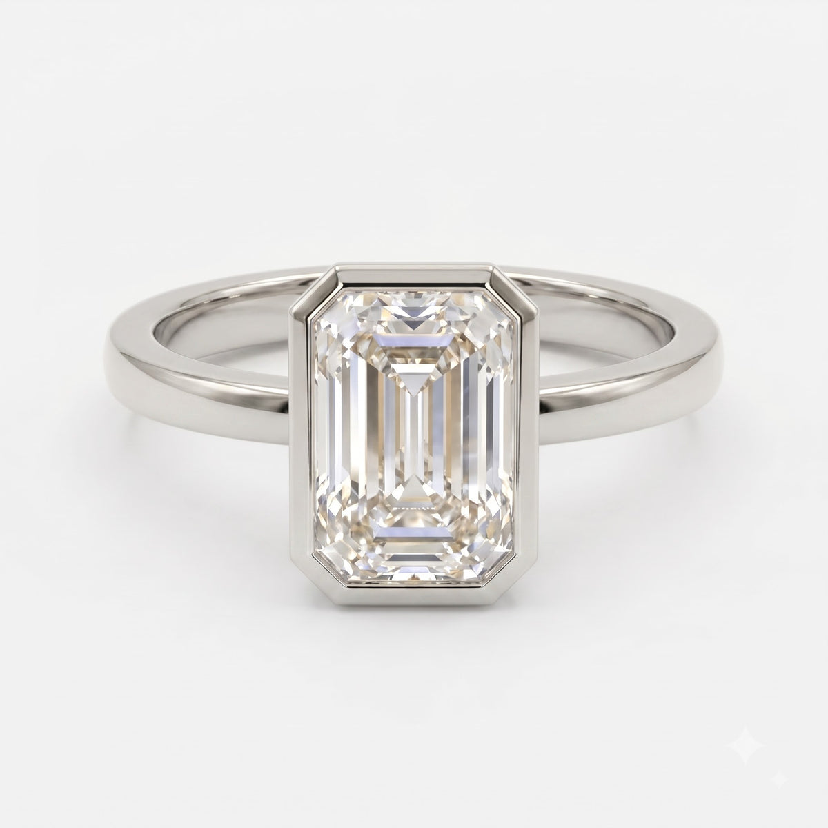 Modern Statement Emerald Diamond Bezel Setting Ring