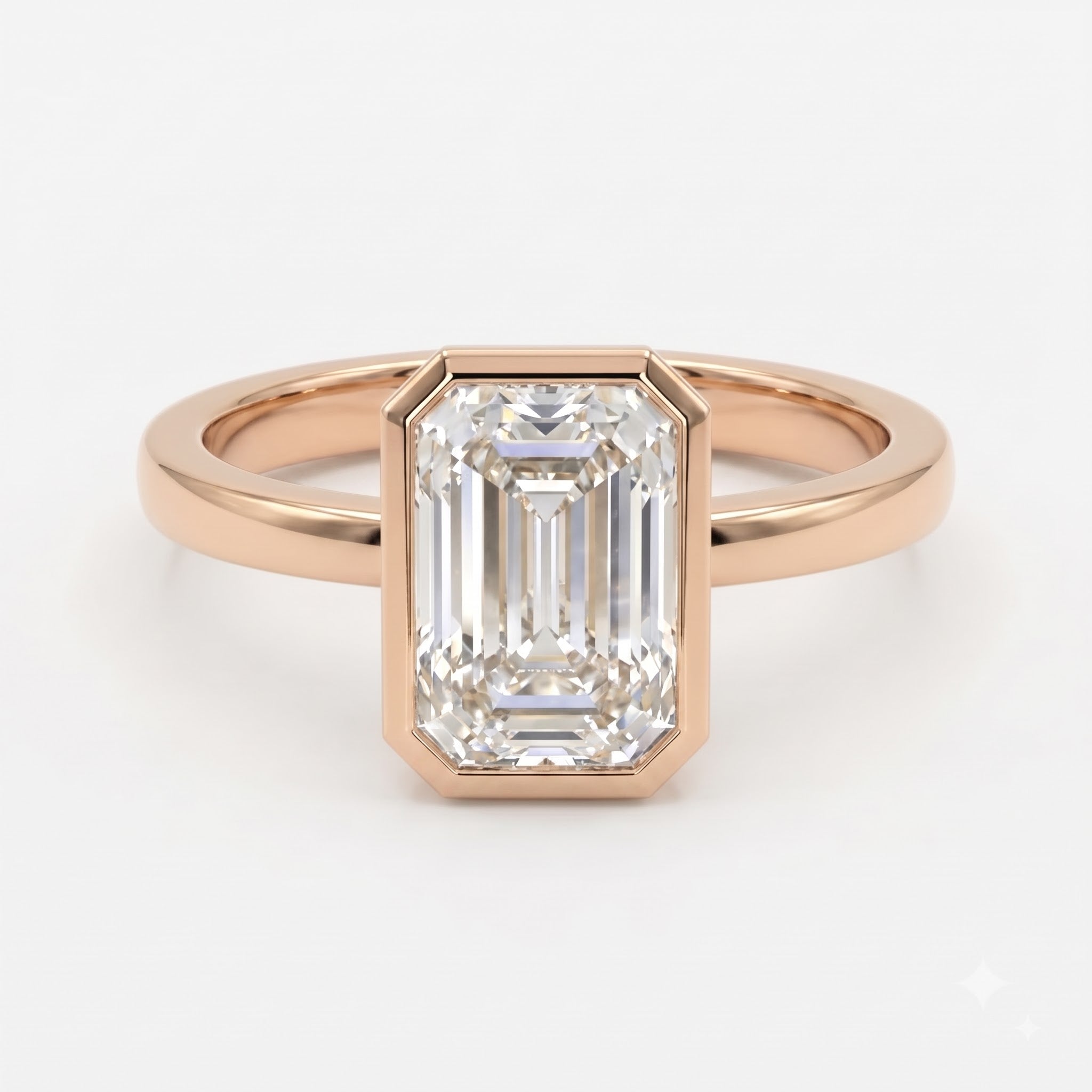 Modern Statement Emerald Diamond Bezel Setting Ring