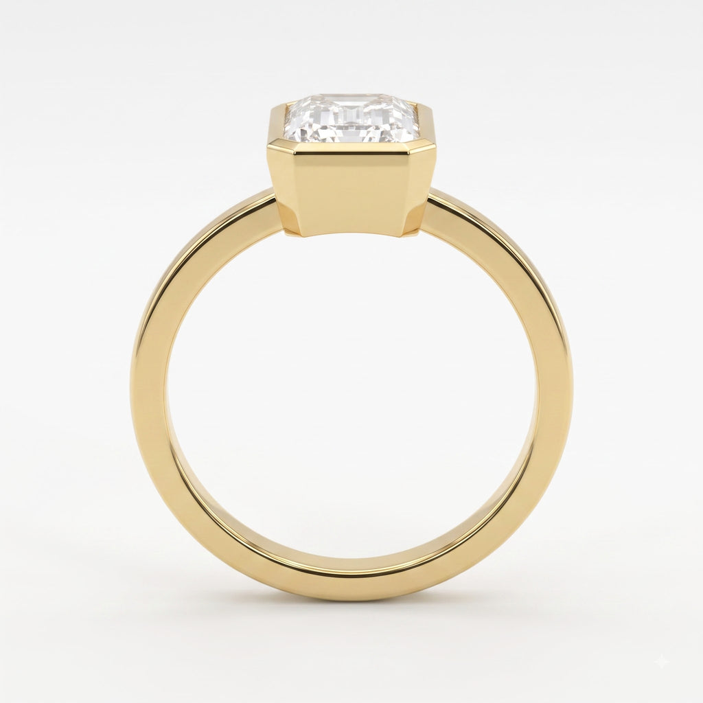 Modern Statement Emerald Diamond Bezel Setting Ring