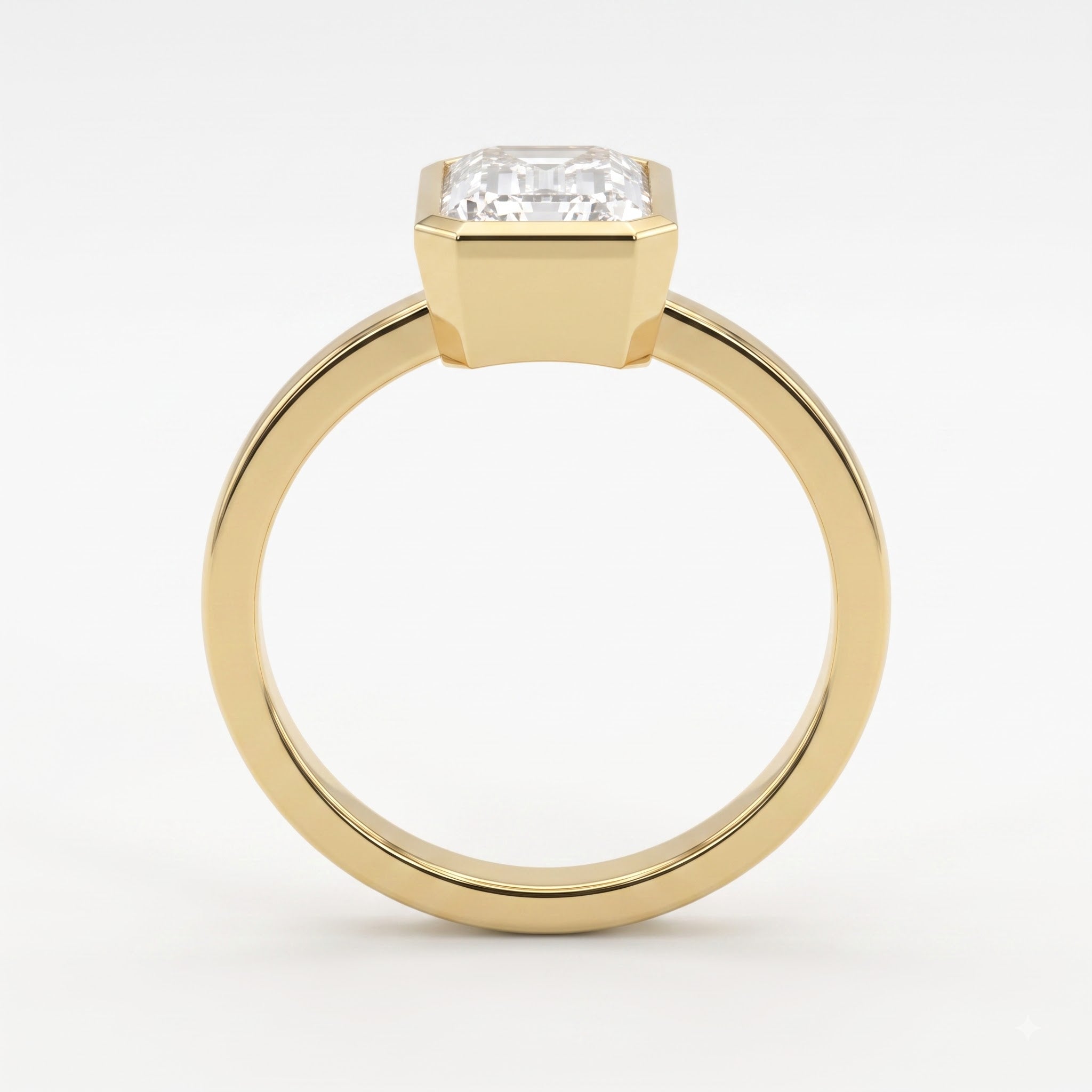Modern Statement Emerald Diamond Bezel Setting Ring