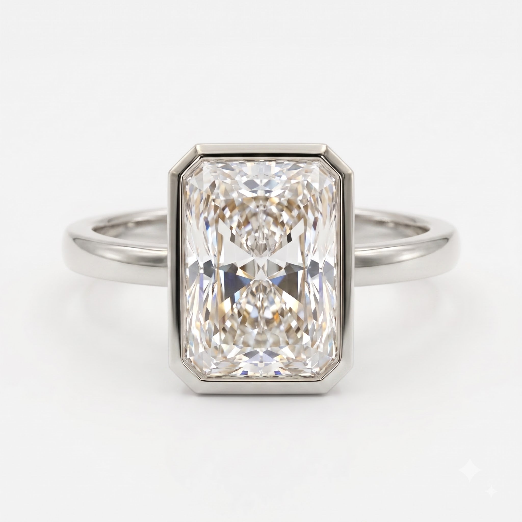 Elysian Radiant Diamond Bezal Setting Solitaire Ring
