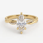 Marquise Cut Diamond Crossover Side Stone Engagement Ring