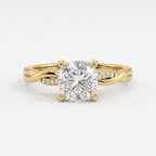 The Infinity Curve Cushion Diamond Side Stone Engagement Ring