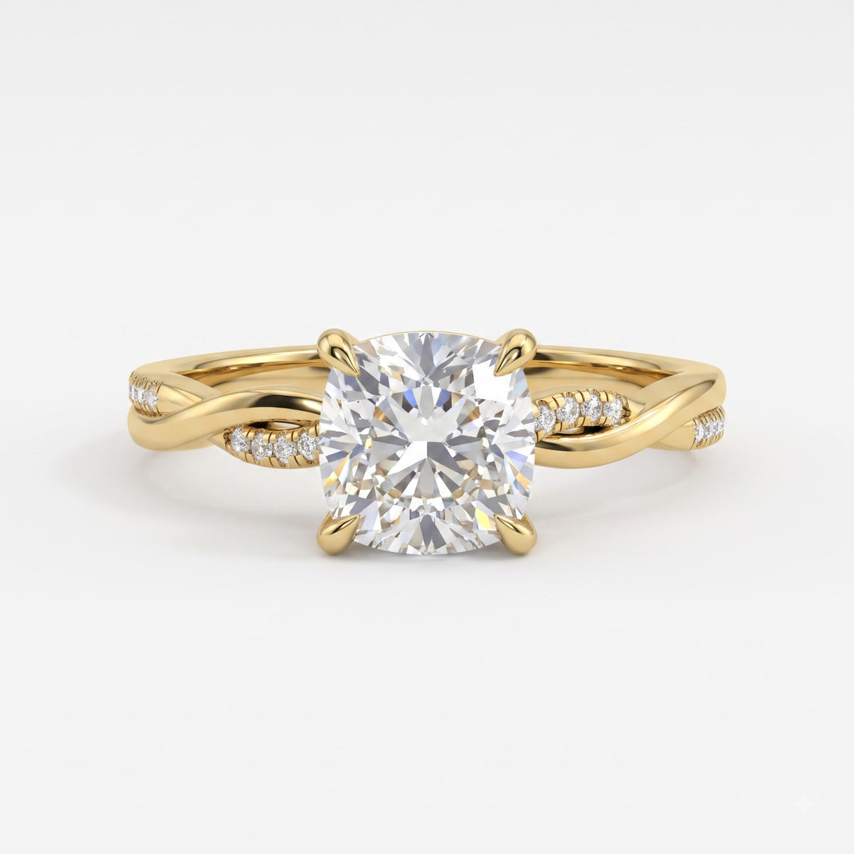 The Infinity Curve Cushion Diamond Side Stone Engagement Ring