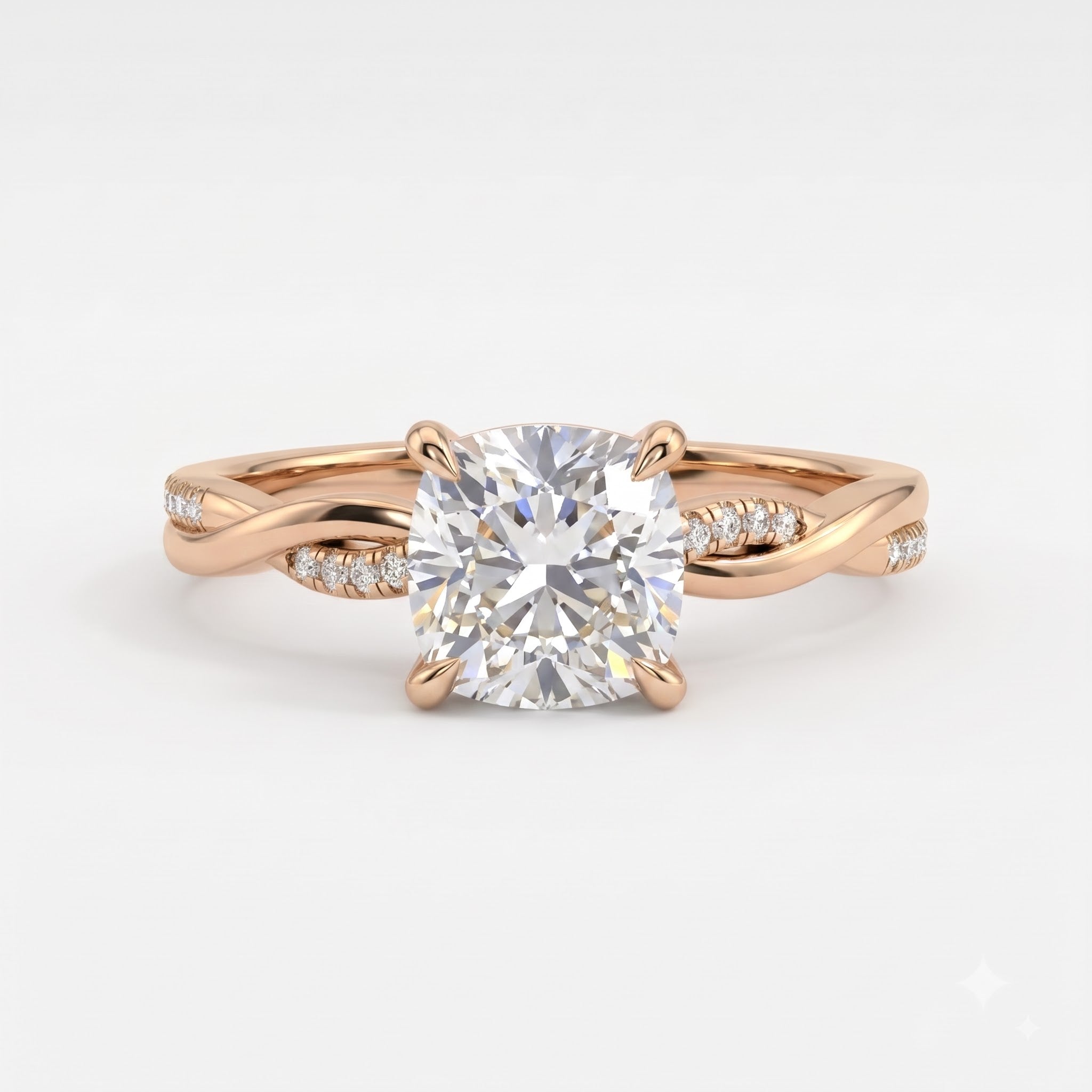 The Infinity Curve Cushion Diamond Side Stone Engagement Ring