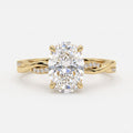Celestia Oval Diamond Crossover Side Stone Engagement Ring