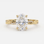 Celestia Oval Diamond Crossover Side Stone Engagement Ring