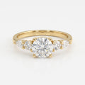 Celestial Elegance Round Diamond Side Stone Engagement Ring