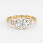 Celestial Elegance Round Diamond Side Stone Engagement Ring