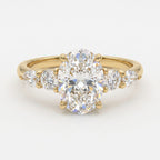 Modern Luxury Celestia Oval Diamond Side Stone Engagement Ring