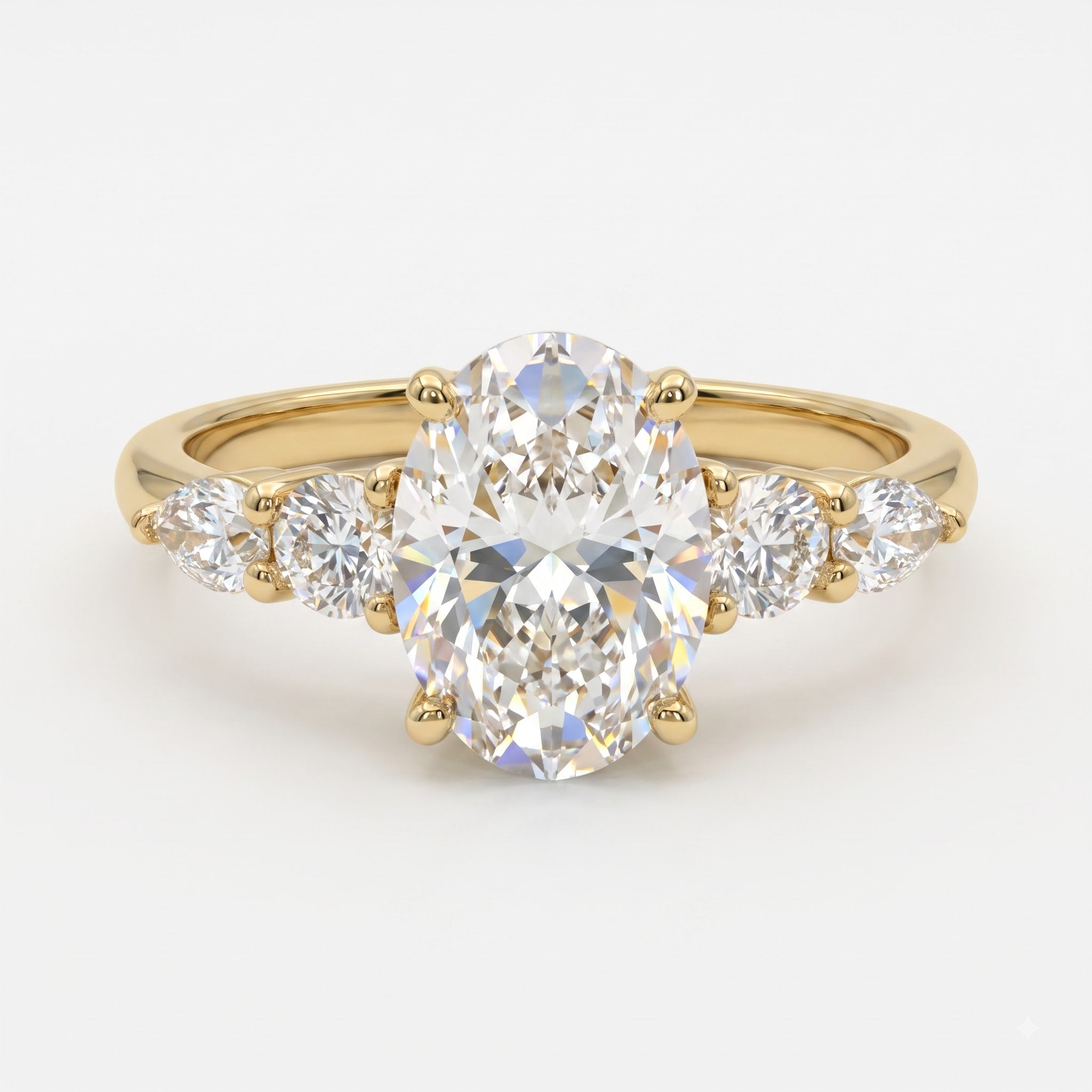 Modern Luxury Celestia Oval Diamond Side Stone Engagement Ring